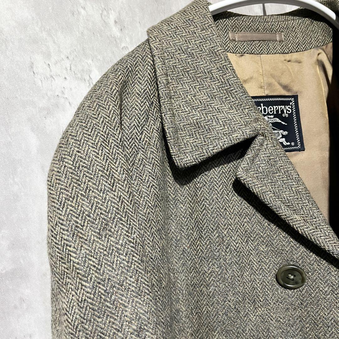 Burberry's バーバリー　ウール　カシミヤ　コート　ヘリンボーン　グレー 美品】BURBERRY バーバリー ウール カシミヤ ヘリンボーン 総裏