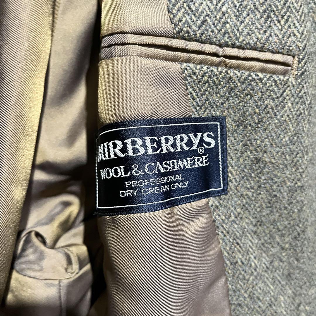 Burberry's バーバリー　ウール　カシミヤ　コート　ヘリンボーン　グレー