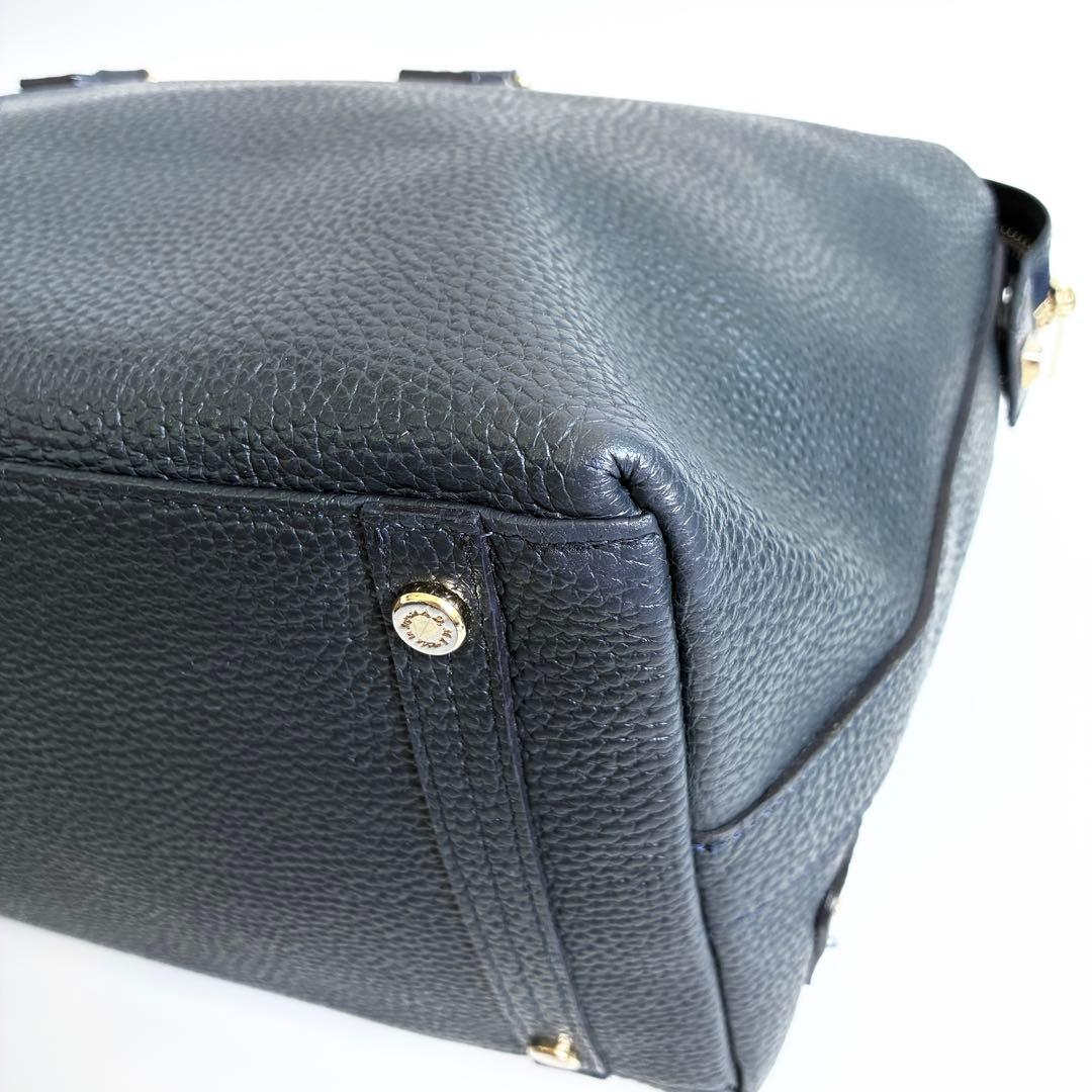 【美品】A.D.M.J. トートバッグ オールレザー ミニボストン ネイビー 【美品】A.D.M.J. トートバッグ オールレザー ミニボストン ネイビー