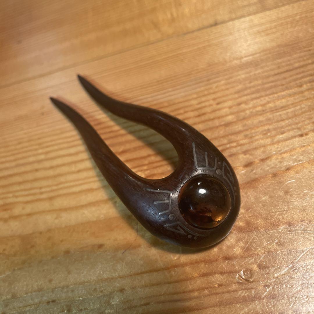 琥珀 かんざし カヌチャ 髪飾り