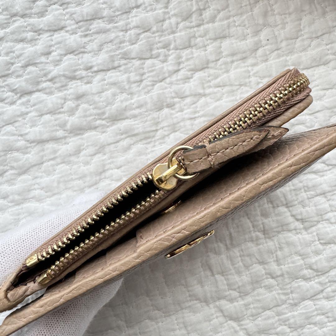 GUCCI ggマーモント レザー二つ折り財布 L字ファスナー ピンクベージュ 小物（karmanchik.com.ua）