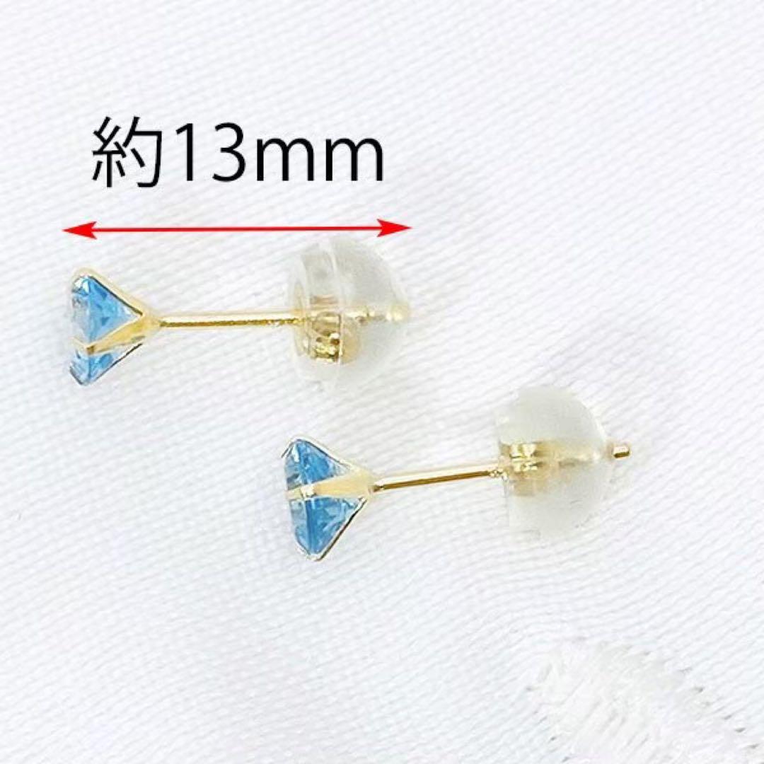 ブルートパーズ ピアス ゴールド 18金 一粒 シンプル 青 宝石 ジュエリー