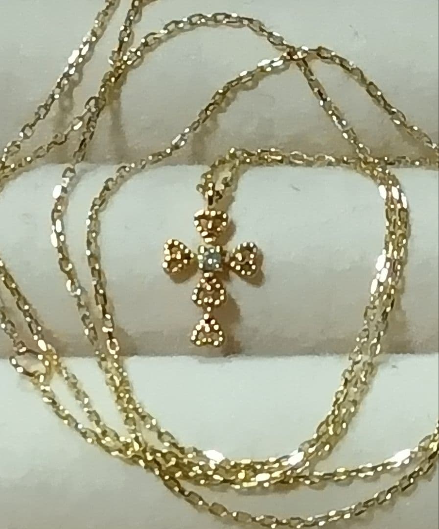 K10クロスネックレス ダイヤモンドクロスネックレス　K10ダイヤモンドクロス