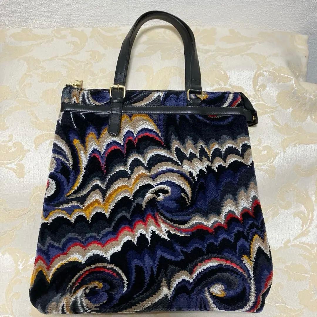 週末限定お値下げ❣️一回使用❣️フェイラー波模様ファブリックトートバッグ