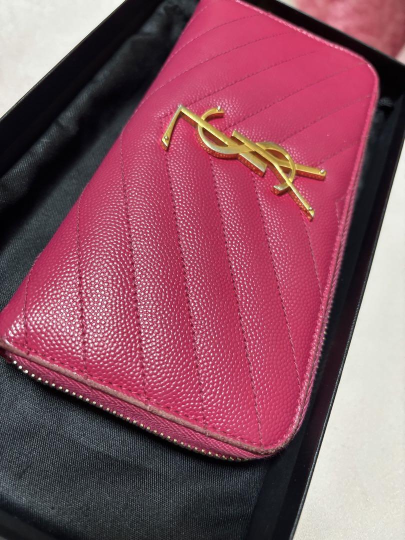 YSL サンローラン 長財布 ピンク フルジップウォレット