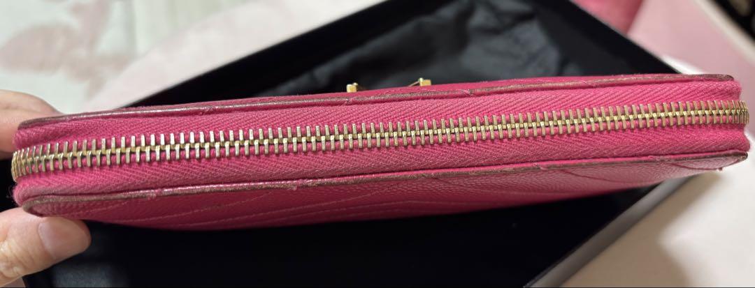 YSL サンローラン 長財布 ピンク フルジップウォレット