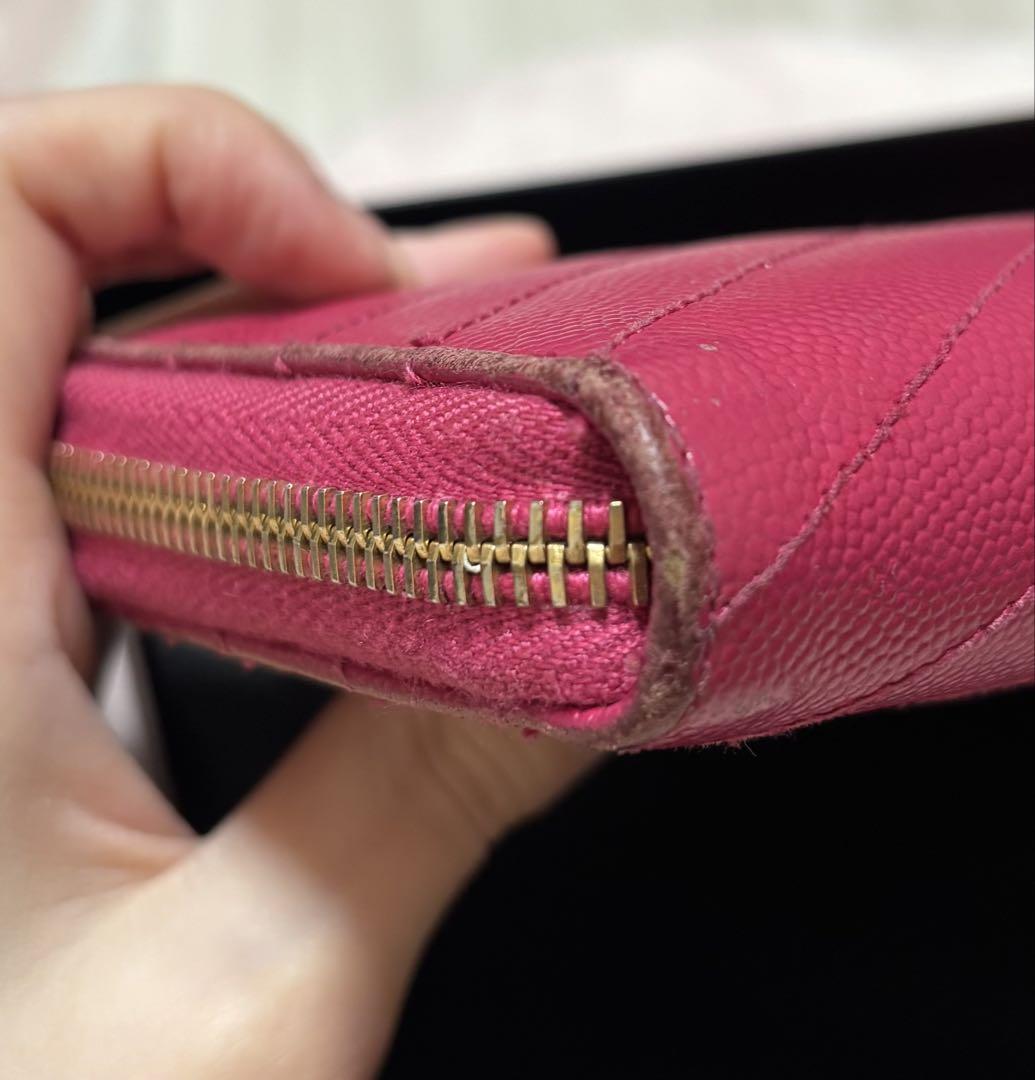 YSL サンローラン 長財布 ピンク フルジップウォレット
