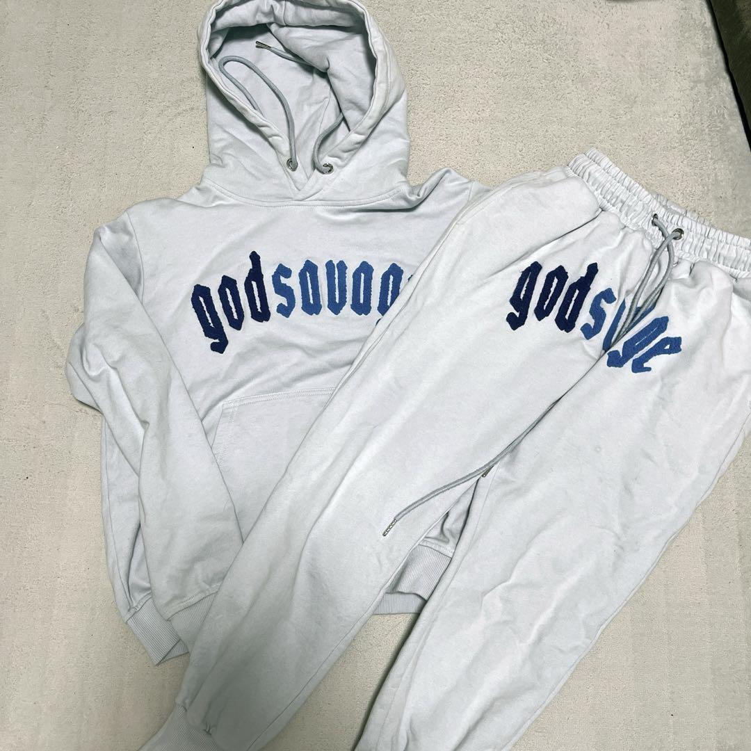 トップス god savage OG LOGO HOODIE - SKY BLUE s