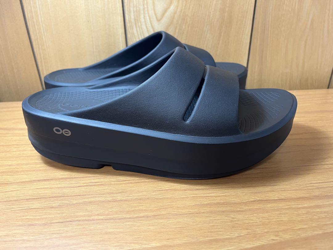 OOFOS メガ厚底スリッポンサンダル ブラック27cm
