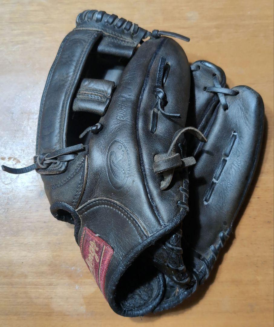 黒 レザー 軟式グローブ 　中古
