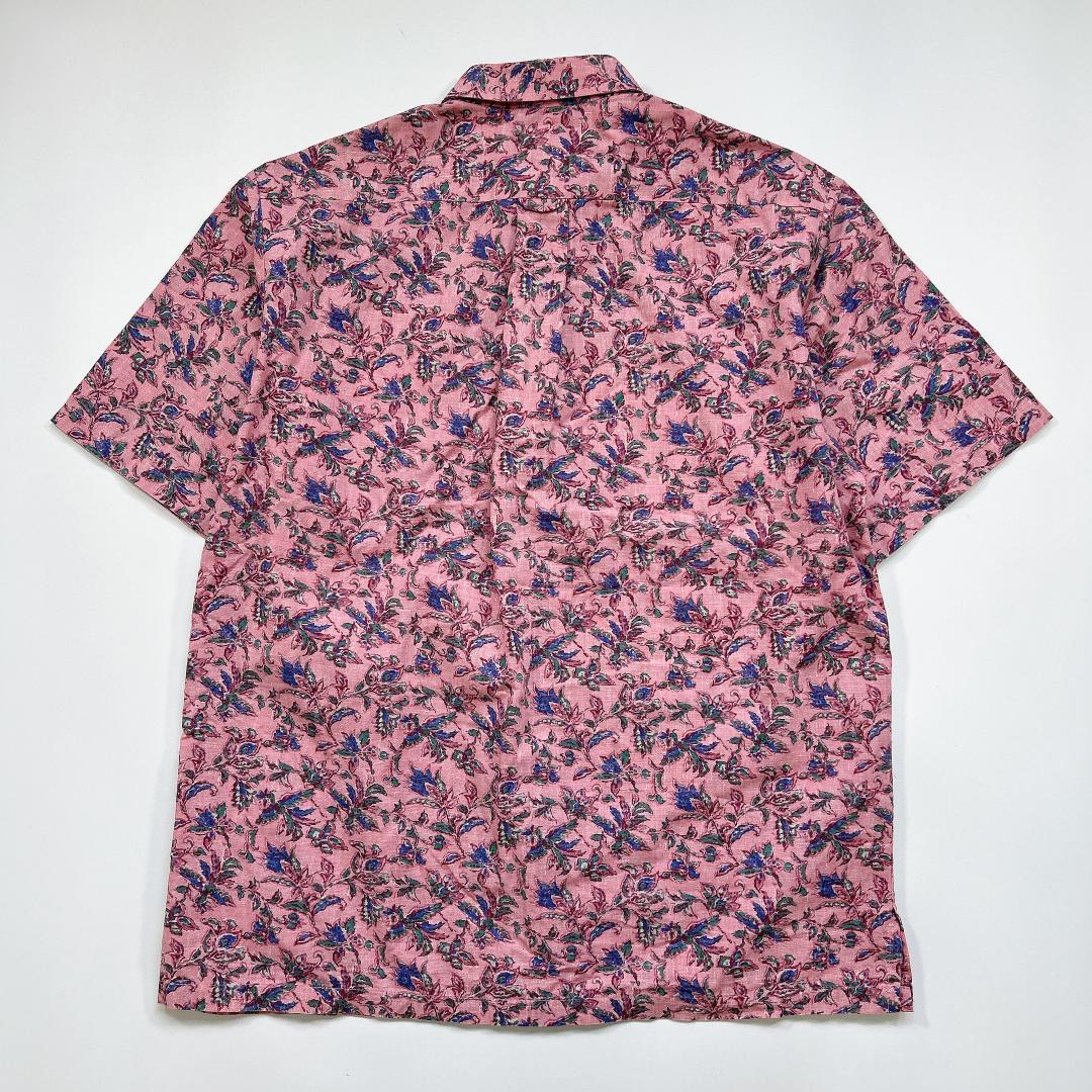 Tori Richard USA製 柄シャツ 半袖 ピンク M 総柄 コットン