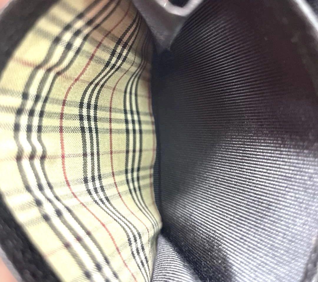 BURBERRY レザー 小銭入れ サフィアーノ 型押し ブラック 黒