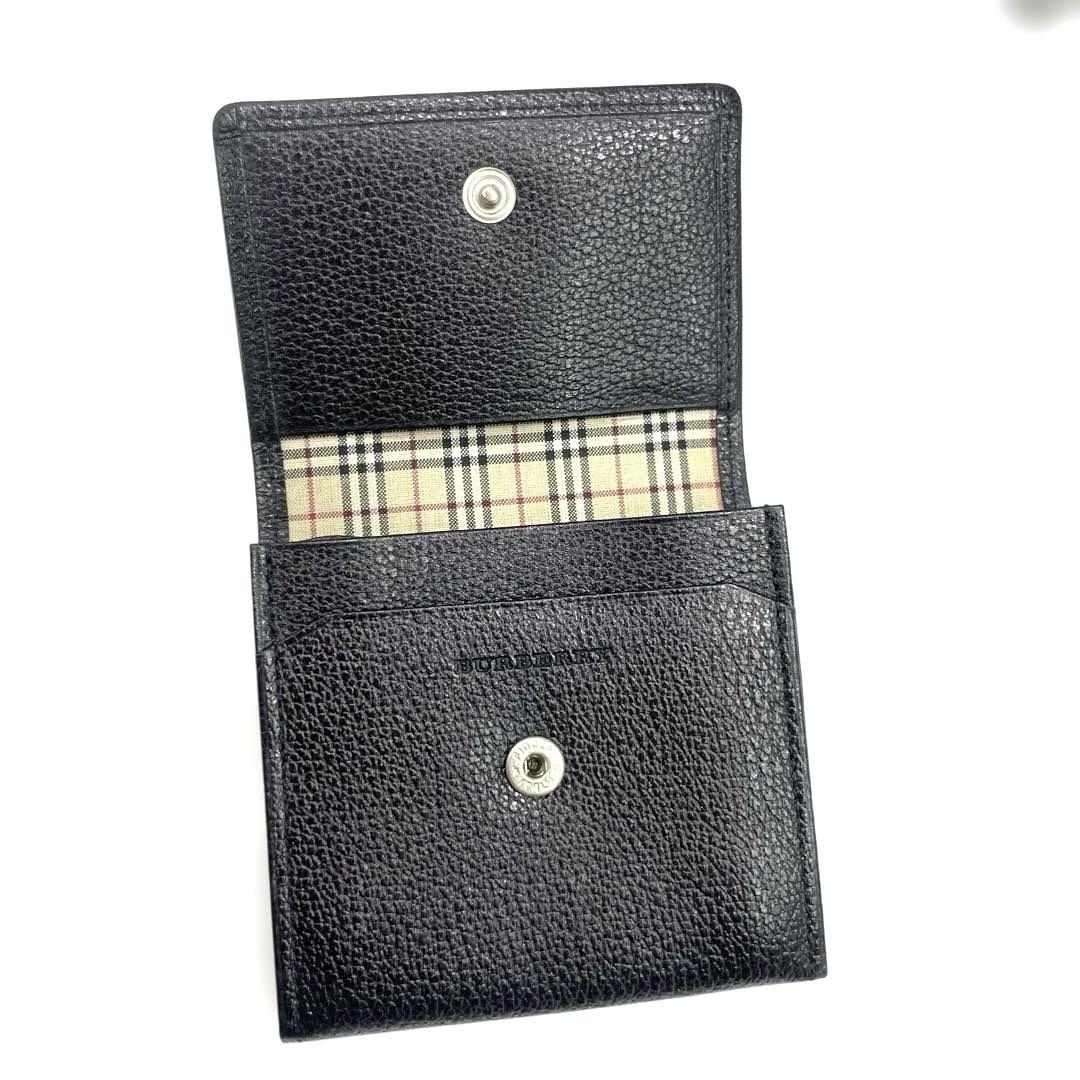 BURBERRY レザー 小銭入れ サフィアーノ 型押し ブラック 黒