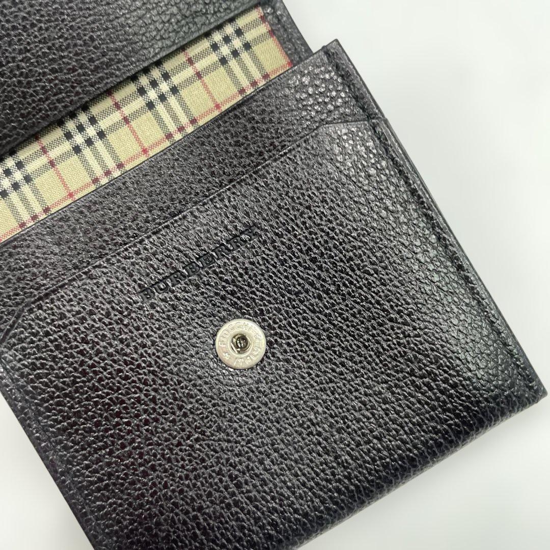 BURBERRY レザー 小銭入れ サフィアーノ 型押し ブラック 黒