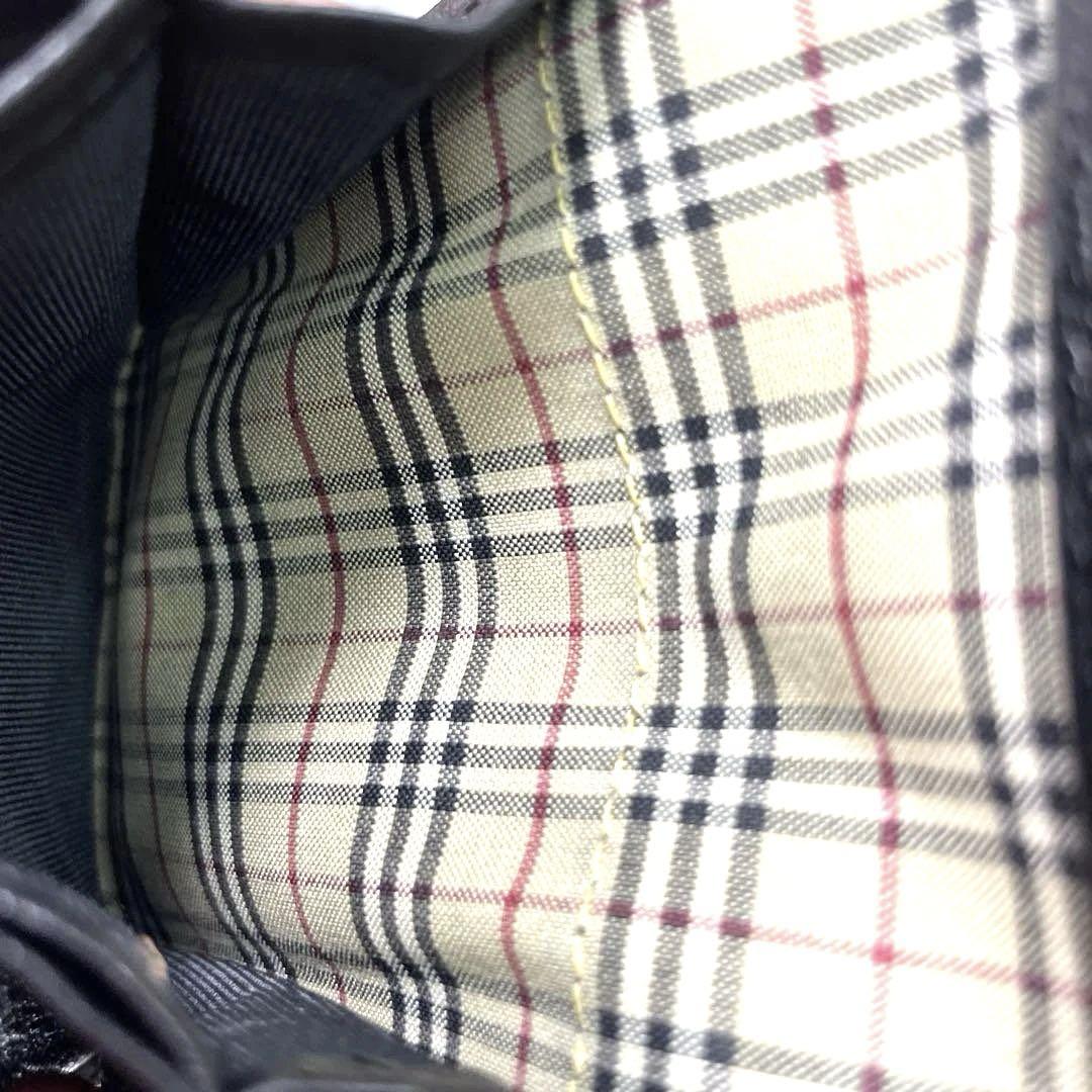 BURBERRY レザー 小銭入れ サフィアーノ 型押し ブラック 黒
