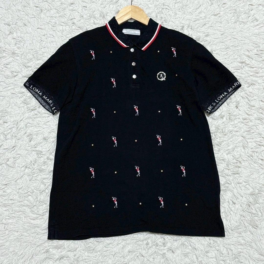 MARK & LONA ブラックポロシャツ MARK&LONA 「MARK & LONA」 半袖ポロシャツ X-LARGE ブラック