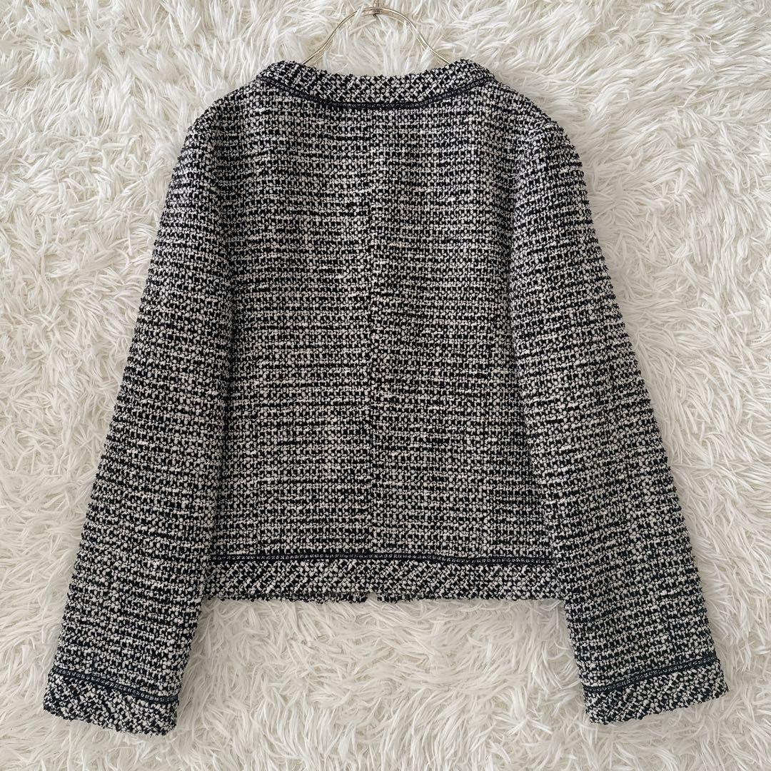 美品✨23区 ワンピーススーツ セットアップ ノーカラー ラメツイード 38