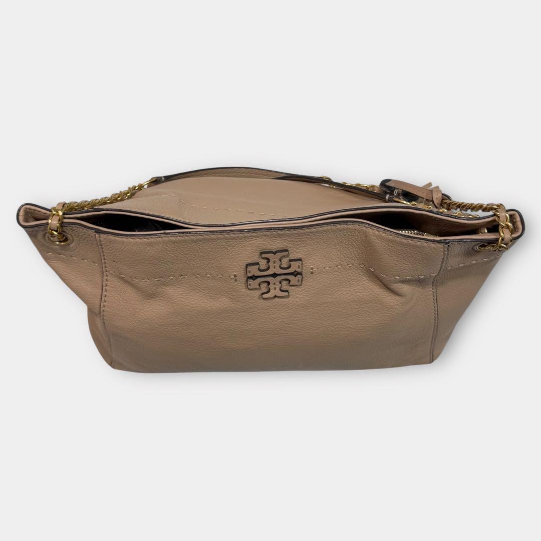 美品✨トリーバーチ　トートバッグ　チェーン　タッセル　ベージュ系　肩がけ　A4