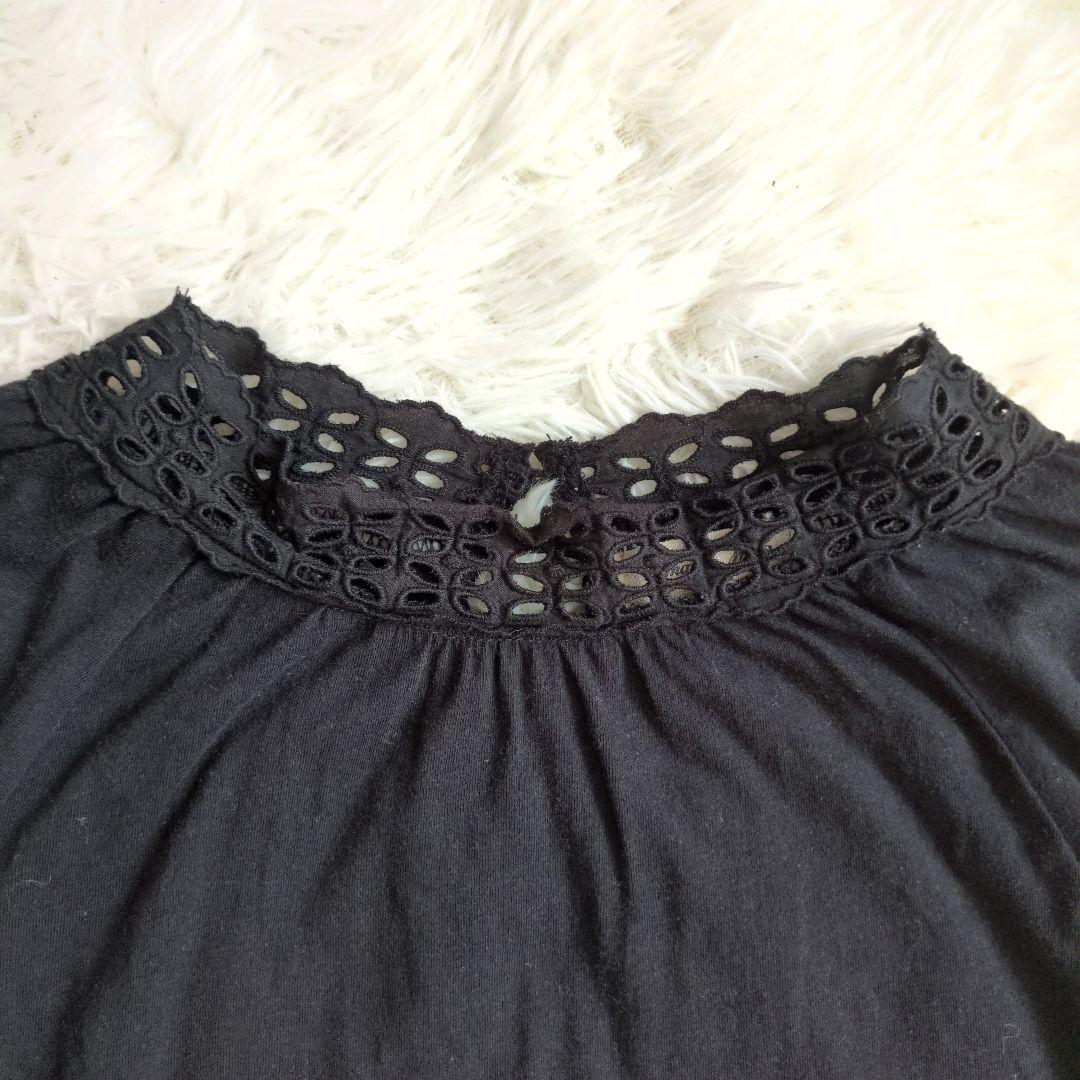 【美品】サマンサモスモス　カットソー　長袖　レース装飾　サイズF　ブラック