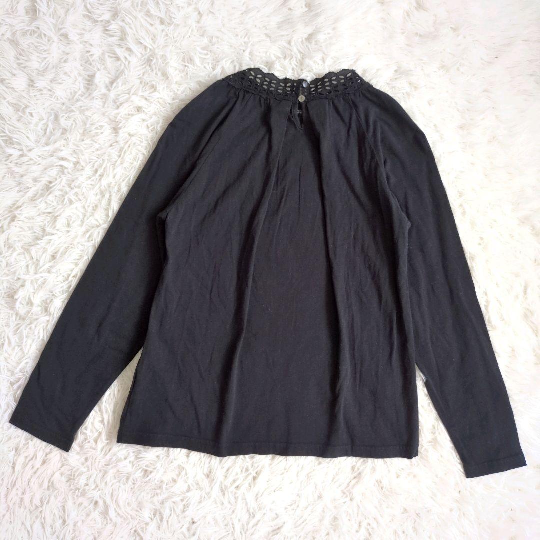 【美品】サマンサモスモス　カットソー　長袖　レース装飾　サイズF　ブラック