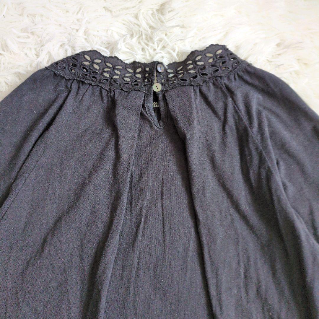 【美品】サマンサモスモス　カットソー　長袖　レース装飾　サイズF　ブラック