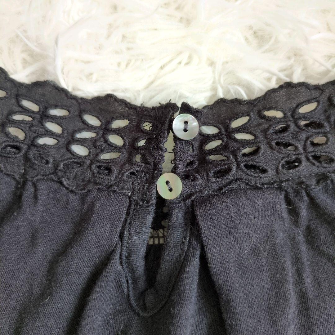 【美品】サマンサモスモス　カットソー　長袖　レース装飾　サイズF　ブラック