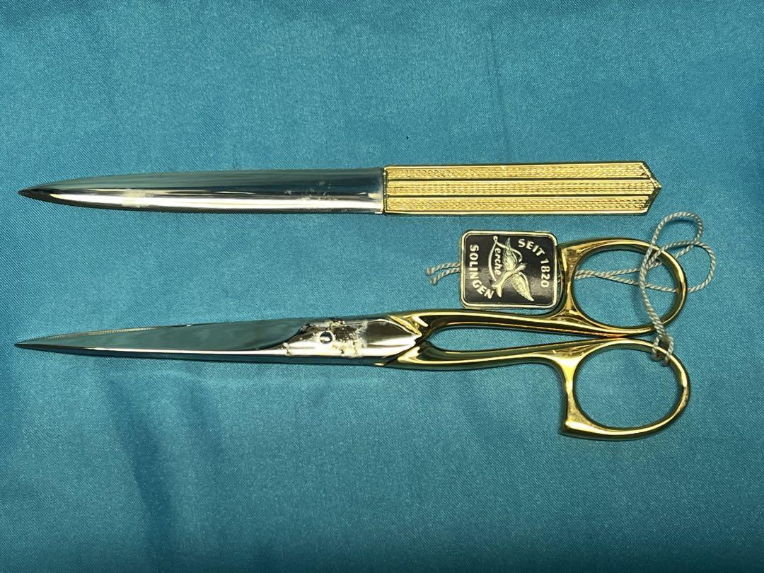 豪華で新しい ドイツ lerche ハサミ＆ペーパーナイフのセット レルヒェ はさみ・カッター