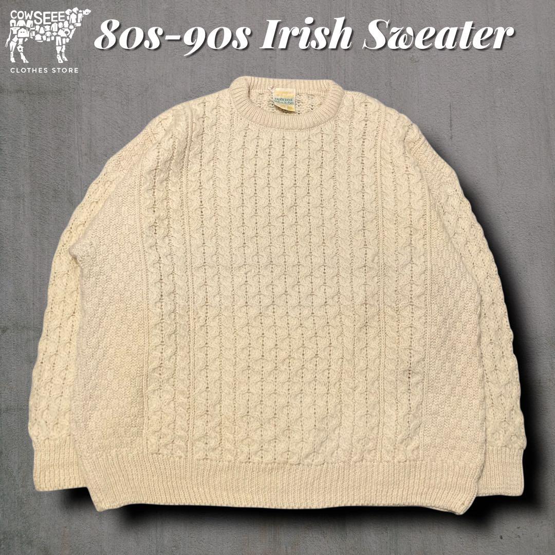 80s90s アイルランド製フィッシャーマンセーター 表記2XL ケーブルニット2XL 3L VINTAGE