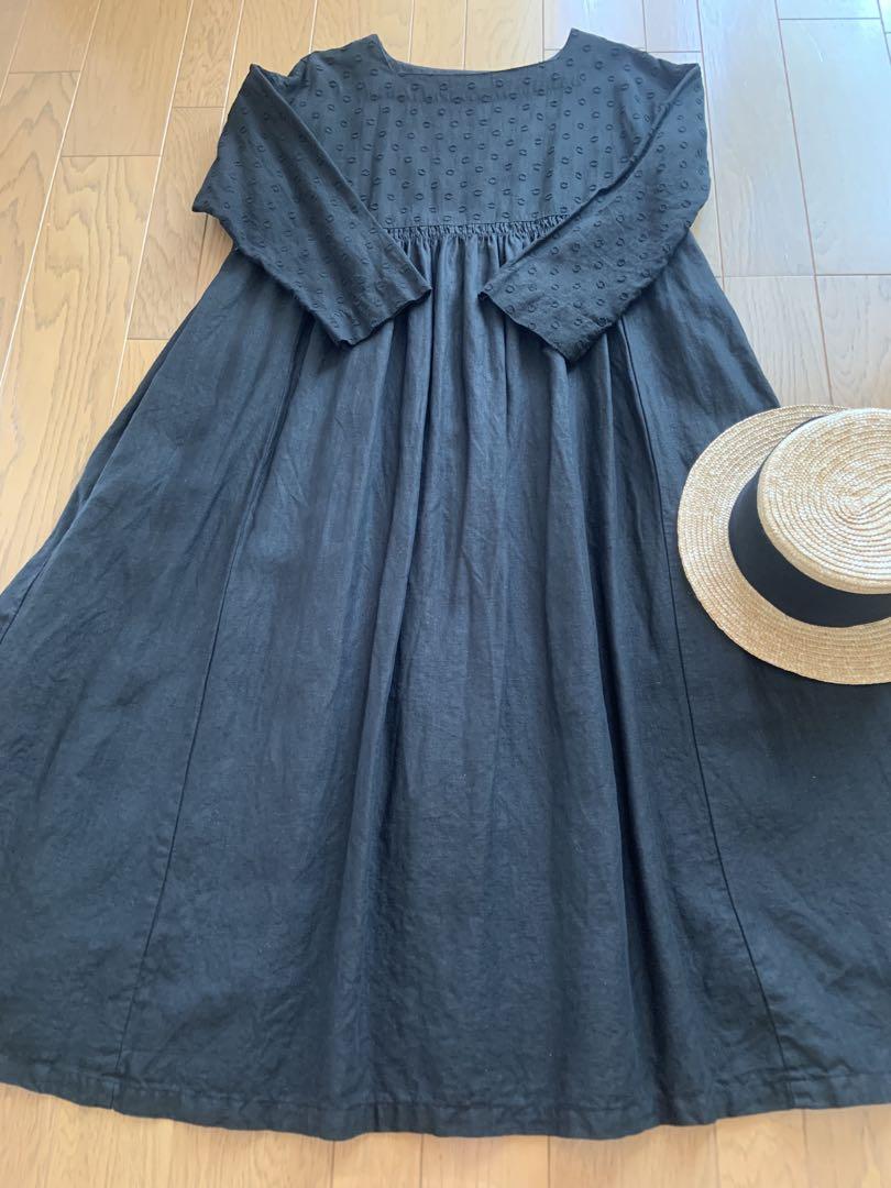 2024ネストローブ nest robe リネンドットジャガードワンピ