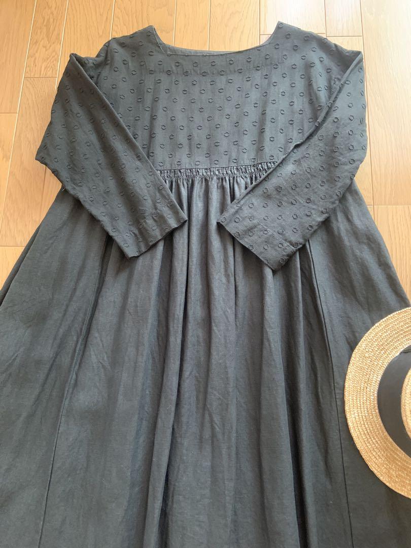 2024ネストローブ nest robe リネンドットジャガードワンピ