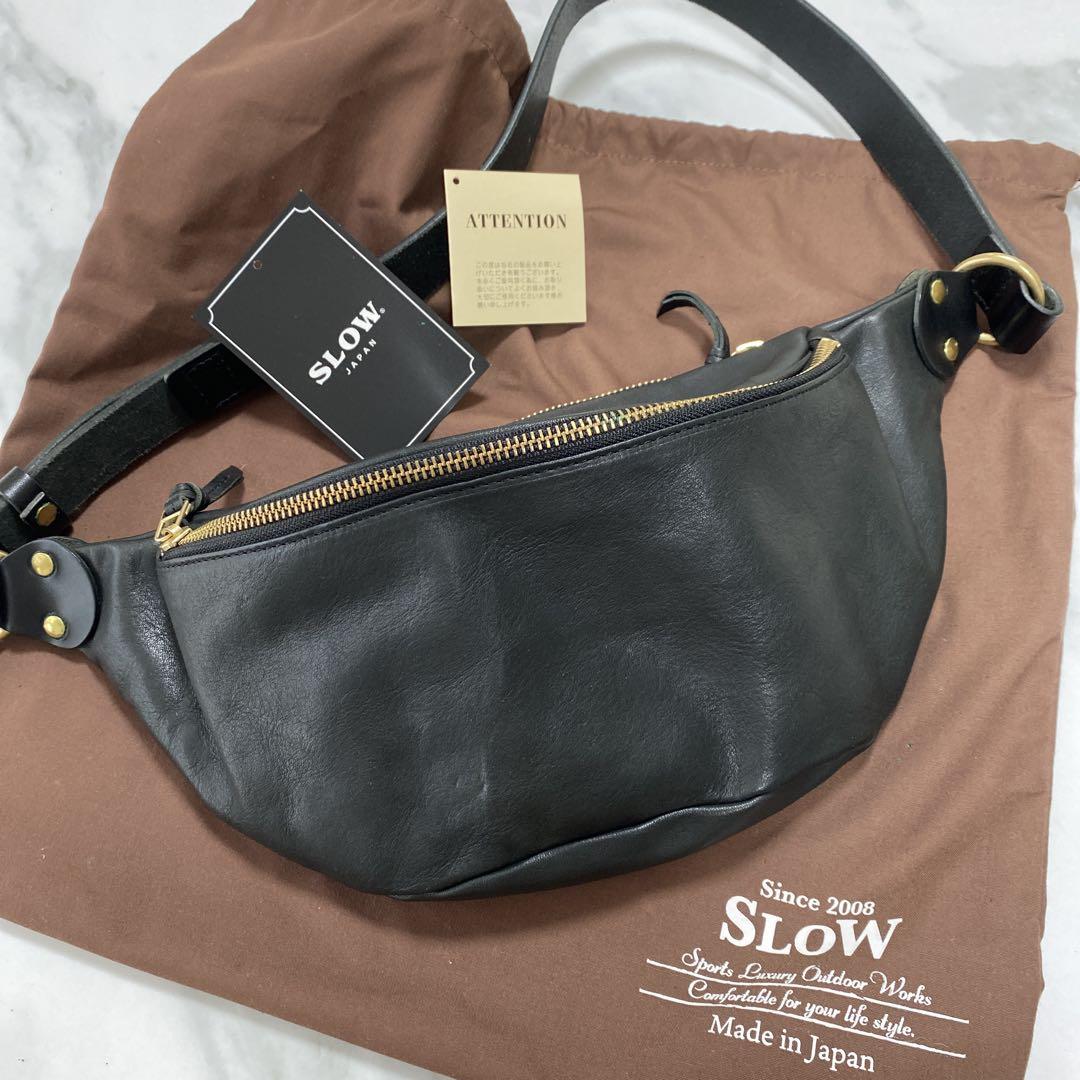 【美品‼️】SROW／スロウ　ボディーバッグ　本革　ブラック　GOLD金具