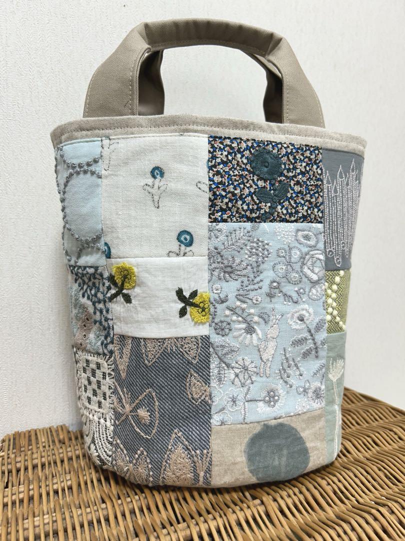 ミナペルホネン＊パッチバケツバッグ✂️ハンドメイド ☆ミナペルホネンハンドメイド♡バケツバッグlight mix