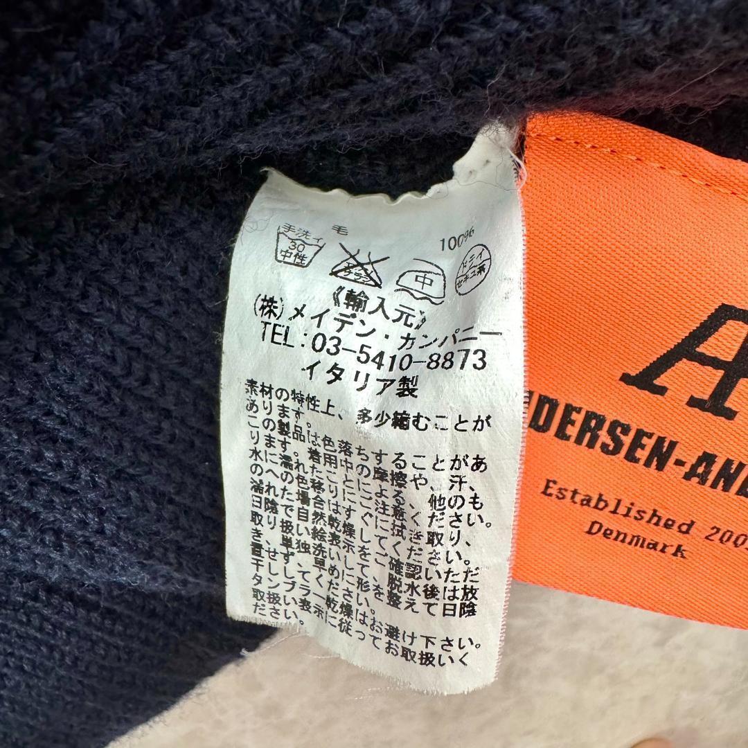 美品 ANDERSEN-ANDERSEN 5G ボトルネックニット ネイビー M