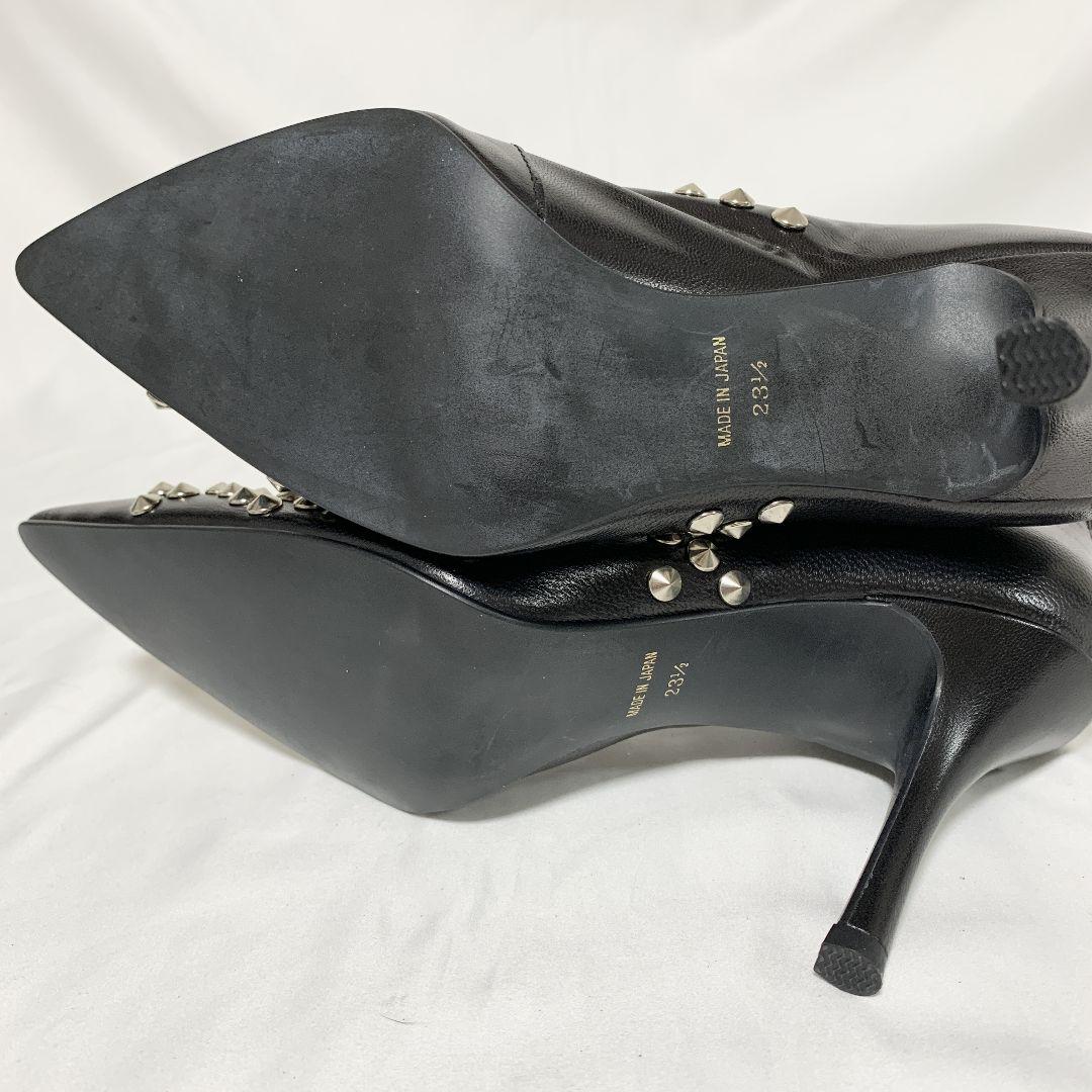 only for you パンプス ハイヒール 黒 スタッズ装飾23.5 cm