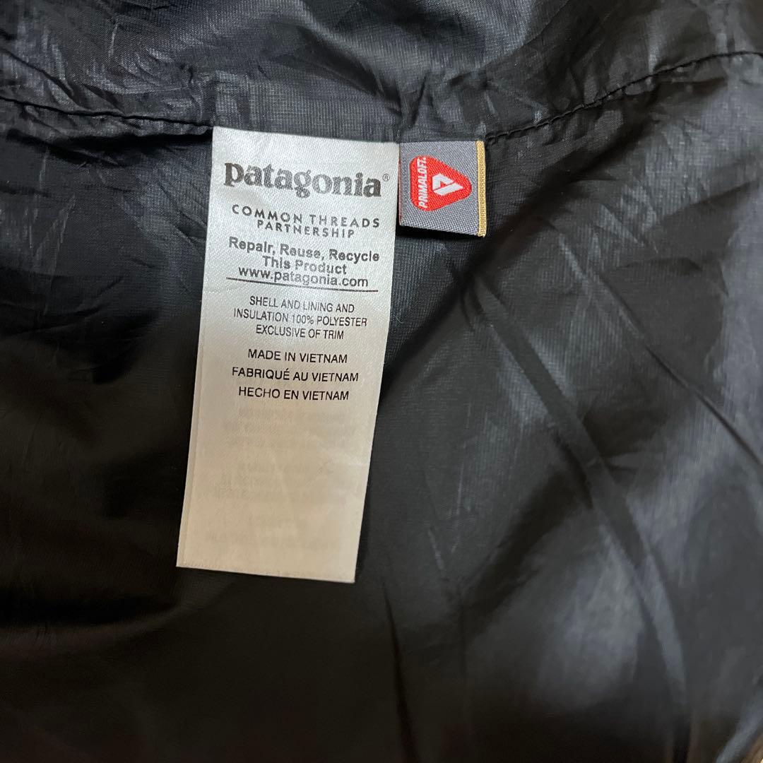 【美品】16年製 パタゴニア ナノパフベスト 黒L 企業ロゴ 【美品】16年製 パタゴニア ナノパフベスト 黒L 企業ロゴ