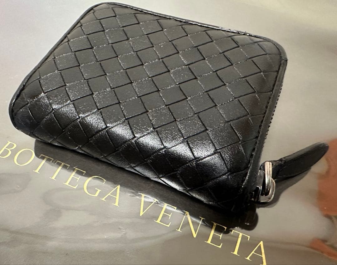 【付属品付】ボッテガヴェネタ イントレチャートコインケースラム/黒1️⃣