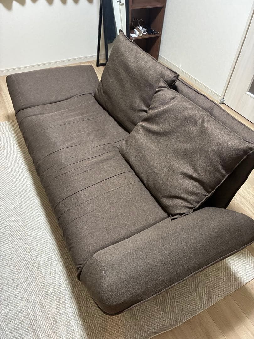 ブラウン モダンソファ 2人掛け