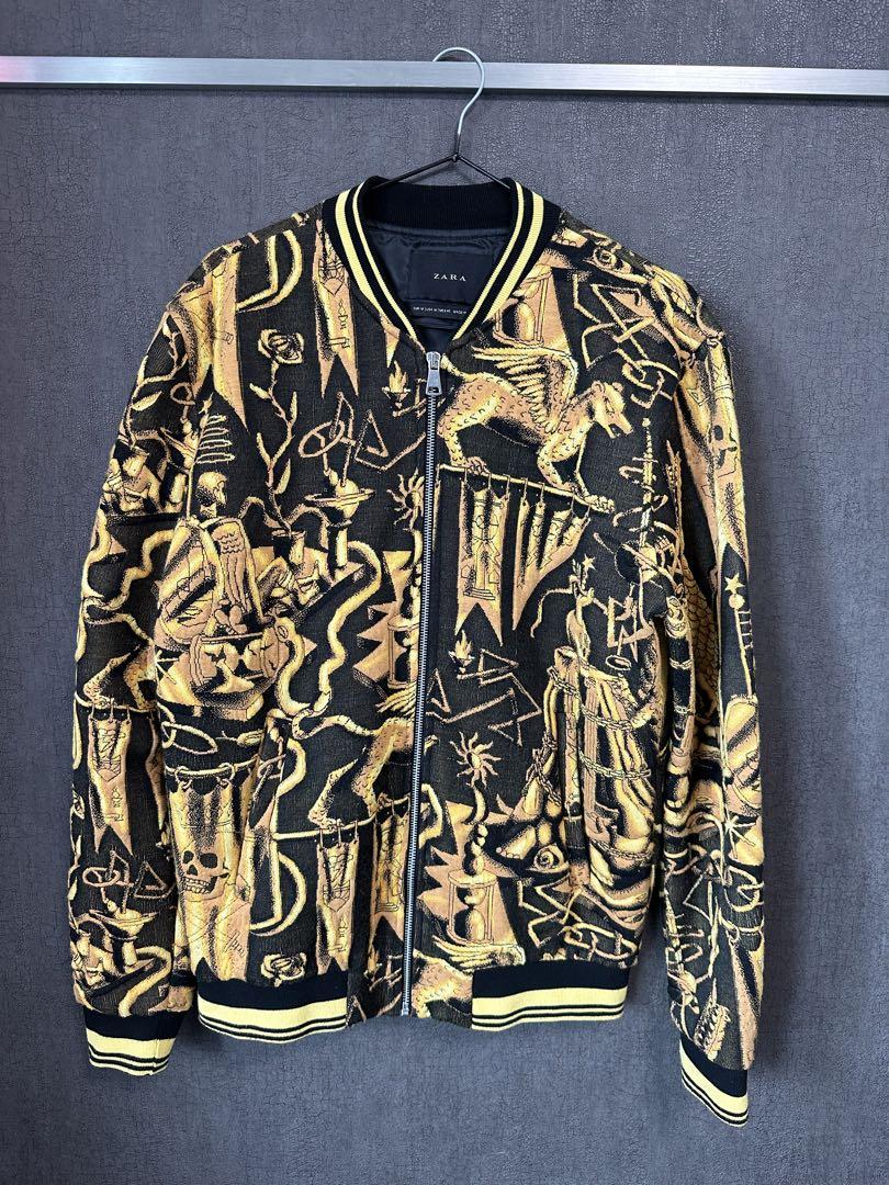 柔らかな質感の 【激レア】ZARA レオパード ドクロ 黄金 ジャケット