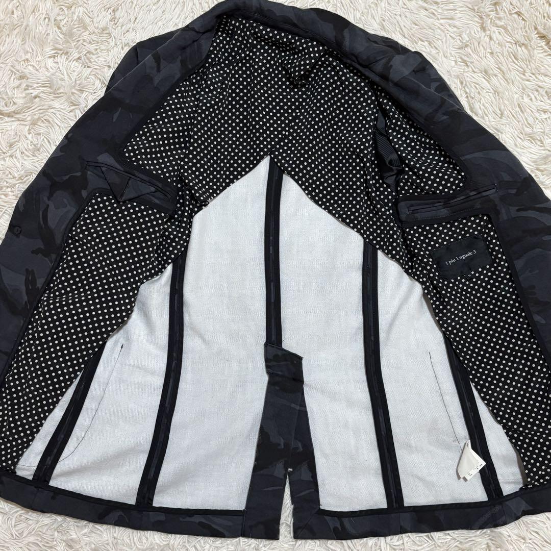 1piuluguale3 テーラードジャケット カモフラ ストレッチ ドット裏地