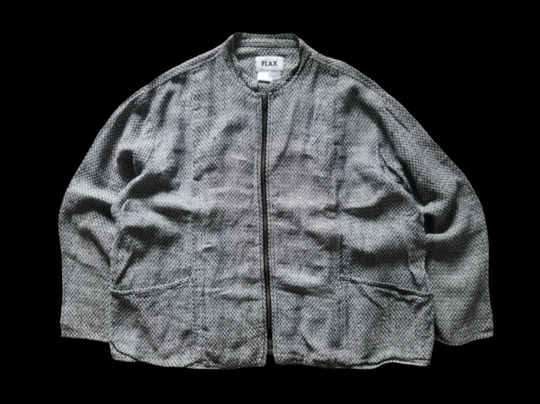 FLAX Linen Waffle Zip Cardigan 2G FLAX Linen Waffle Zip Cardigan 2G