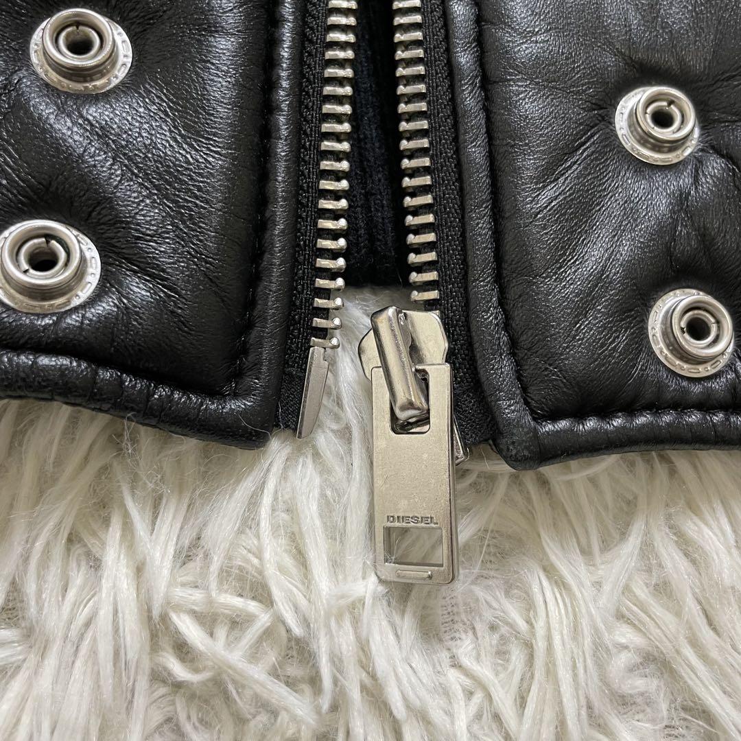 希少 DIESEL 定価12.6万 ラムレザー ボンバー ジャケット ブラックL