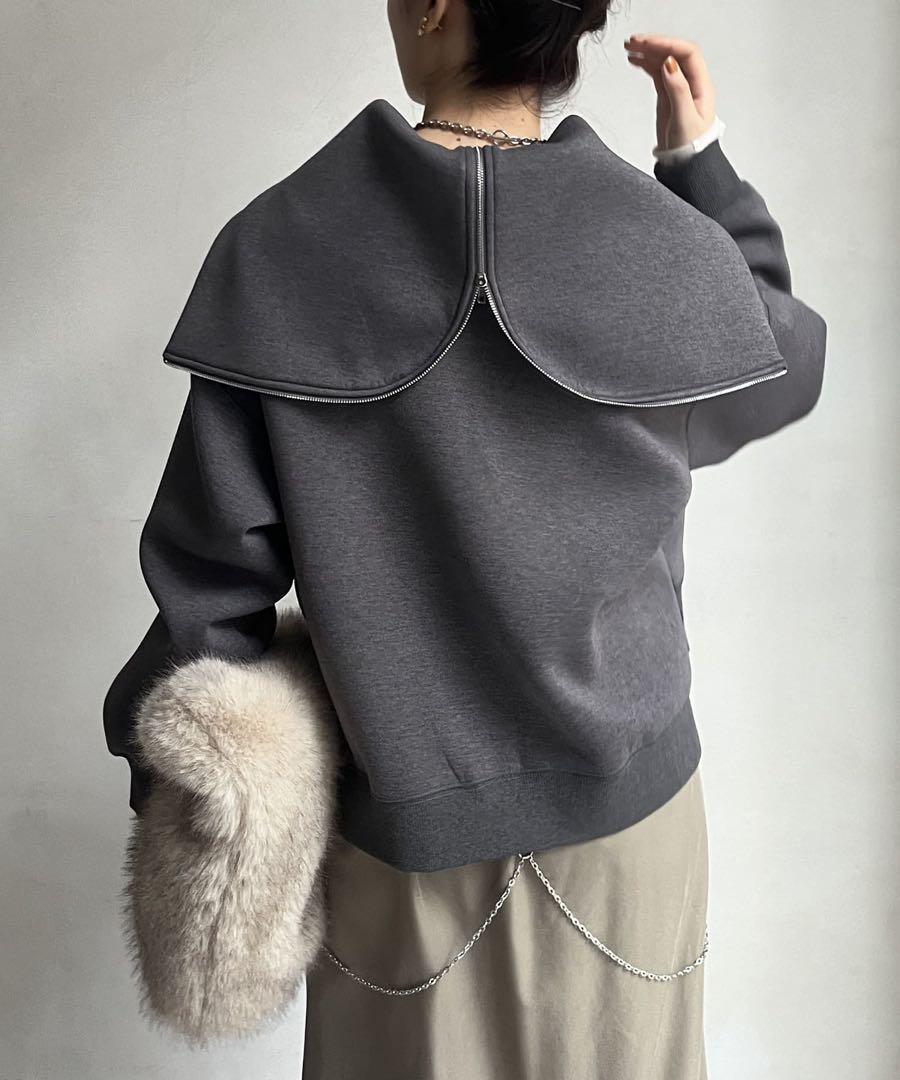 DOUDOU ドゥドゥ　フードZIPパーカー　チャコールグレー　新品タグ付き