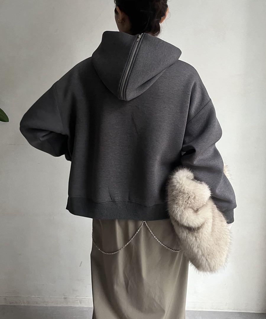 DOUDOU ドゥドゥ　フードZIPパーカー　チャコールグレー　新品タグ付き