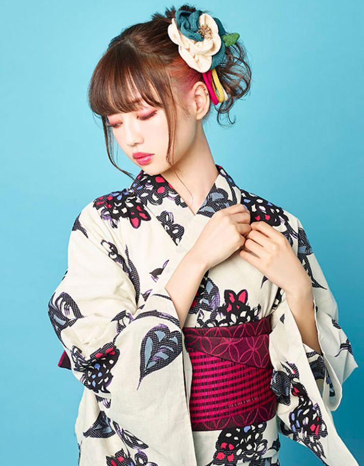 【高級綿麻浴衣】◆九重×中村里砂ブランド浴衣単品レア！大人の白紫陽花モダンゆかた
