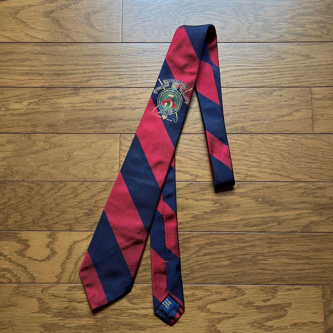 【美品】Ralph Lauren /レジメンタル／ネイビーxレッド/イタリア製