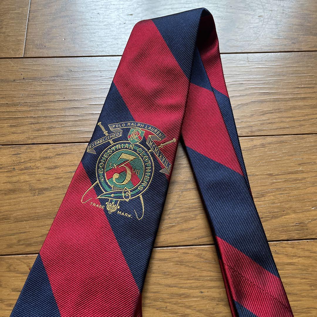 【美品】Ralph Lauren/レジメンタル/／イタリア製 美品】Ralph Lauren /レジメンタル／ネイビーxレッド/イタリア製