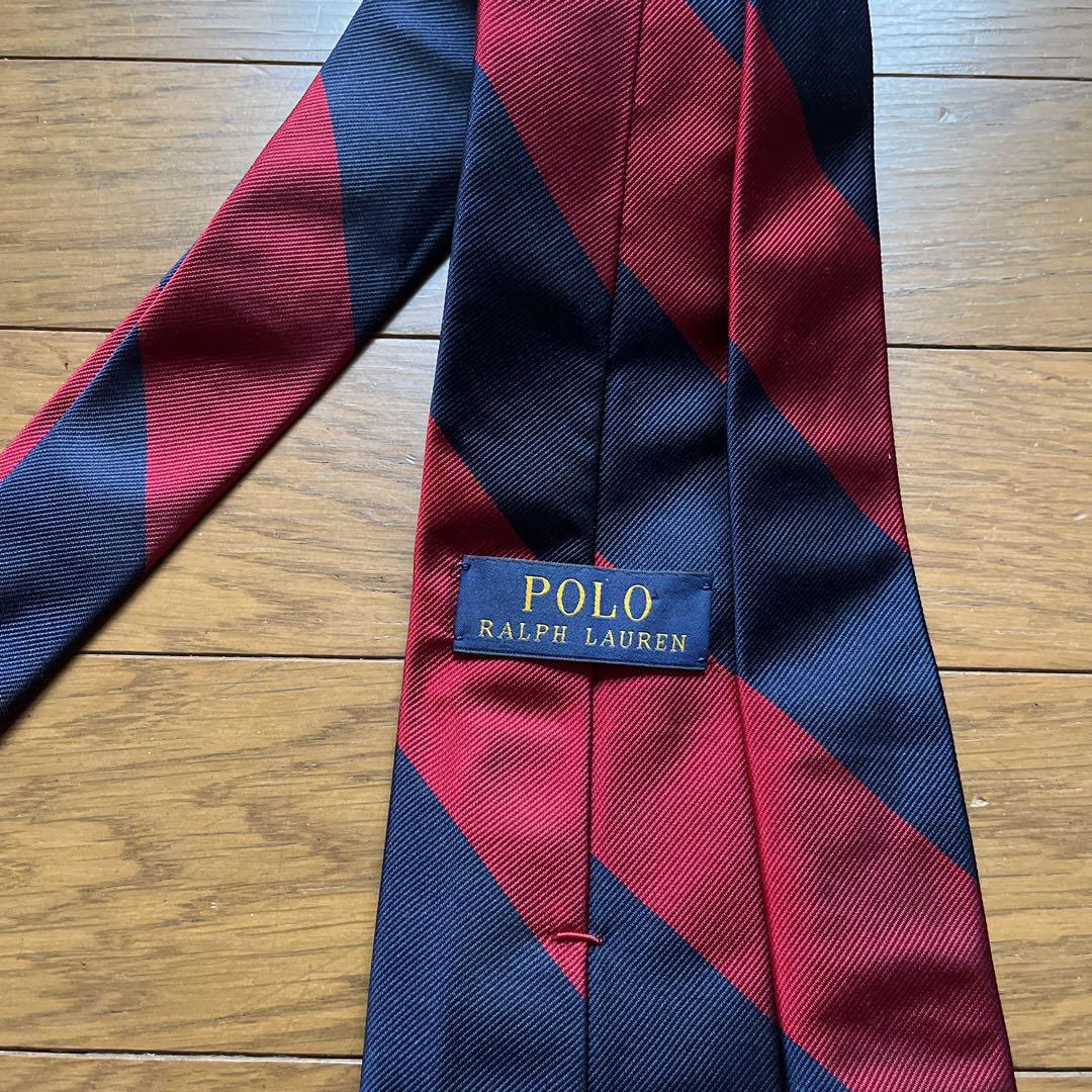 【美品】Ralph Lauren/レジメンタル/／イタリア製 美品】Ralph Lauren /レジメンタル／ネイビーxレッド/イタリア製