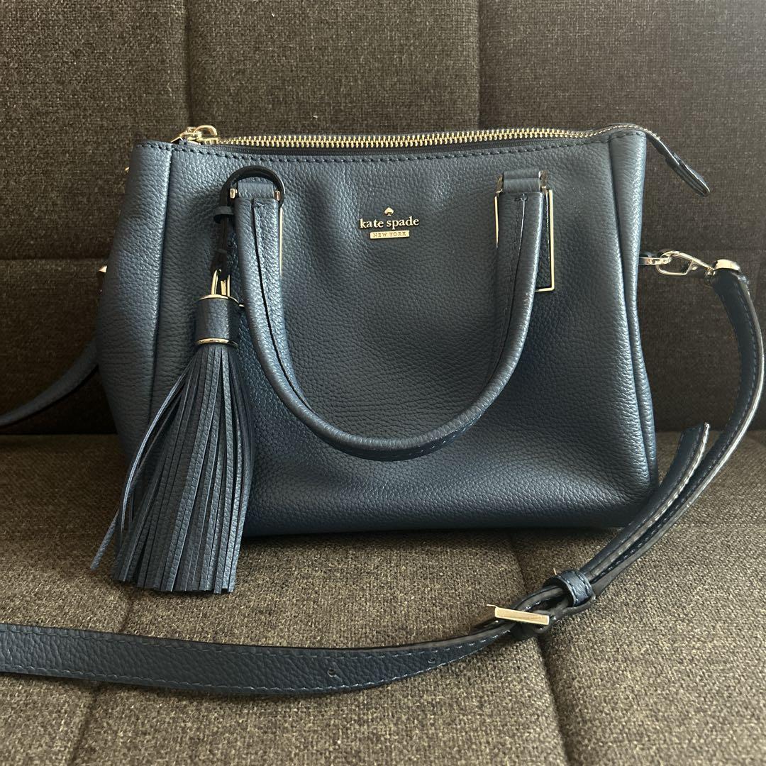 kate spade ネイビー ショルダーバッグ タッセル付き