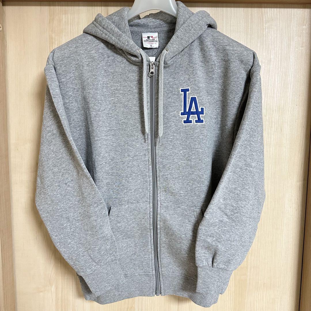 【新品】MLB LA ドジャース ジップアップパーカー グレー M キッズ150