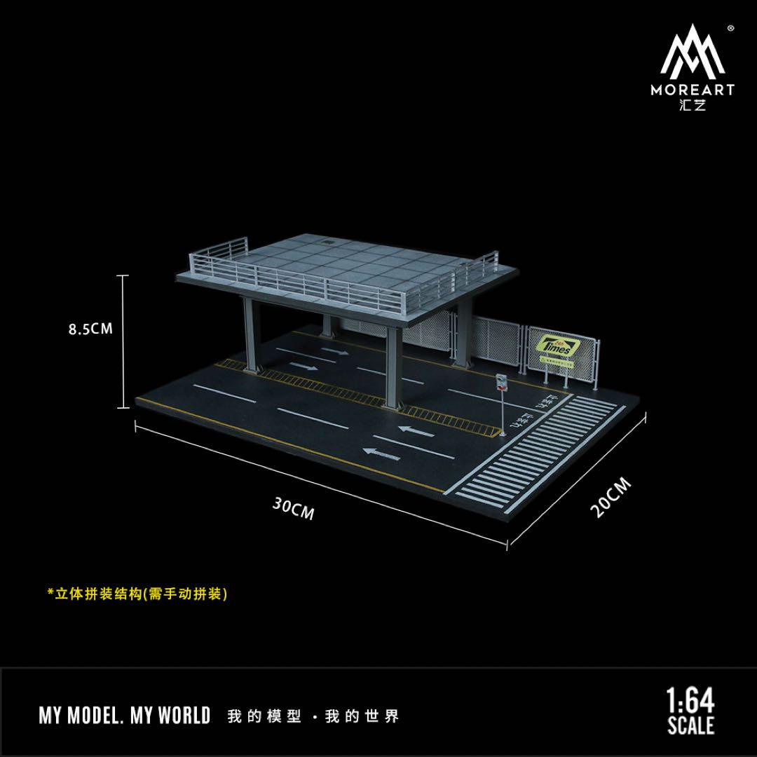 新発売MoreArt 1/64鉄骨フレーム　自動車修理店　ジオラマ 駐車場 付き